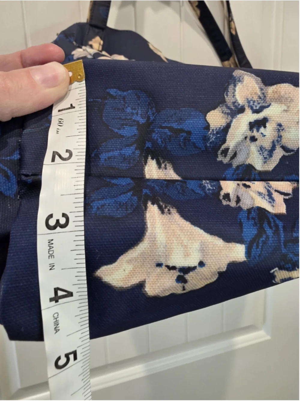 Cath Kidston London Blue Floral Tote Bag Cotton Coated Canvas Shoulder - Read